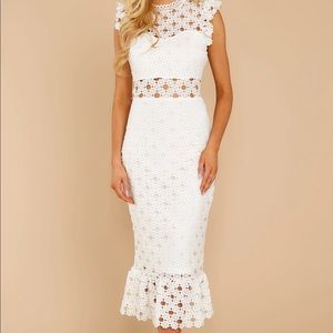 Love's High Hopes White Crochet Midi Dress - Red Dress Boutique